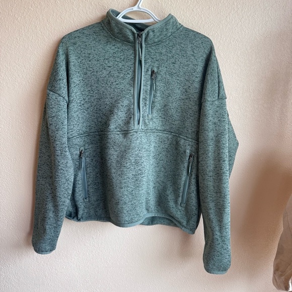 Kyodan Quarter Zip Fleece Pullover: M Heathered Green Athletic Jacket w/ Pockets - Picture 7 of 7